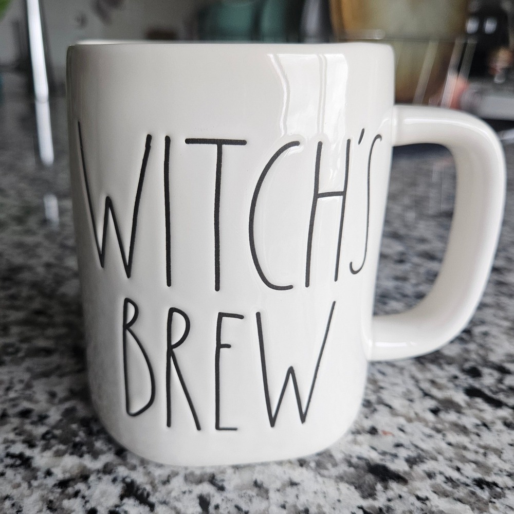 Rae Dunn Coffee Mug White Witch's Brew Artisan Collection Halloween Spooky Goth